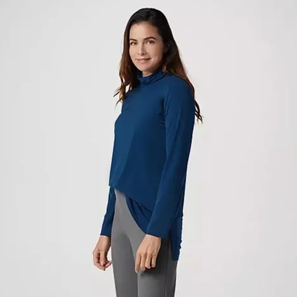 Susan Graver 1X Modern Essentials Midnight Ink Liquid Knit Turtleneck Top Blouse - Picture 2 of 6
